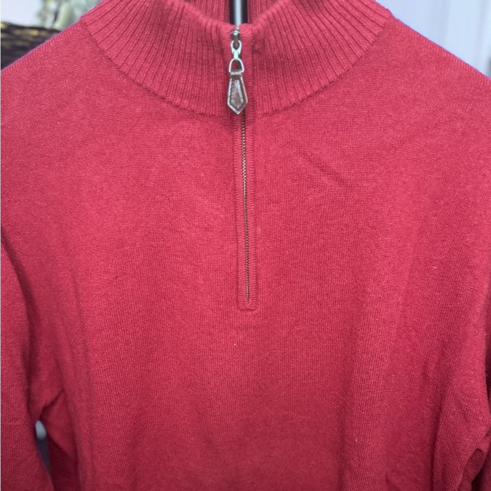 Daniel Bishop Dark Red Cashmere Half-Zip Sweater